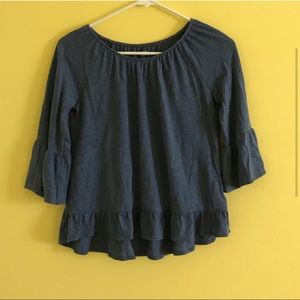 Flowy blue 3/4 sleeve shirt